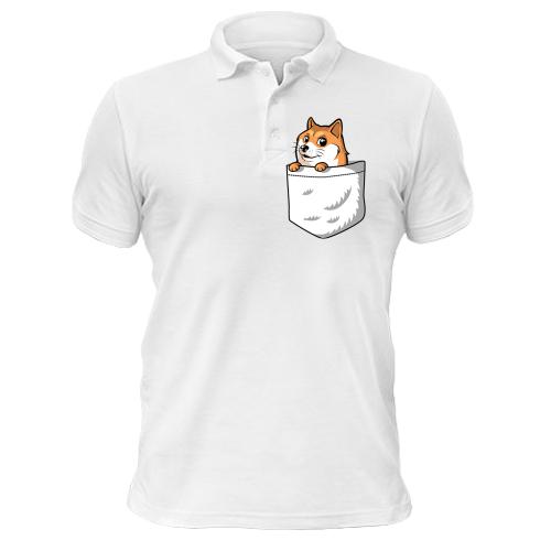 Футболка поло с wow doge в кармане