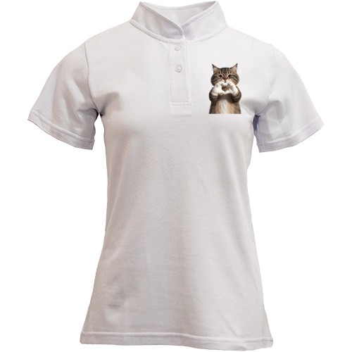 Жіноча поло з коміром стійкою Кіт із серцем
