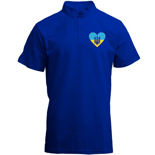 Футболка с воротником стойкой Тризуб на желто-синем сердце