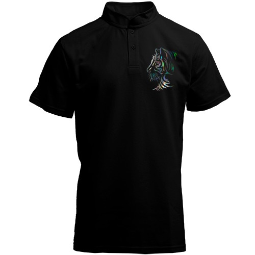 Футболка с воротником стойкой с силуэтом тигра (Н)