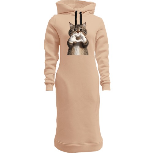 Жіноча толстовка-плаття Кіт із серцем