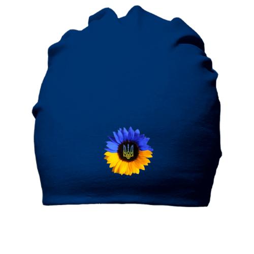Бавовняна шапка з жовто-синім соняшником з гербом