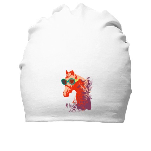 Хлопковая шапка с лошадью в очках