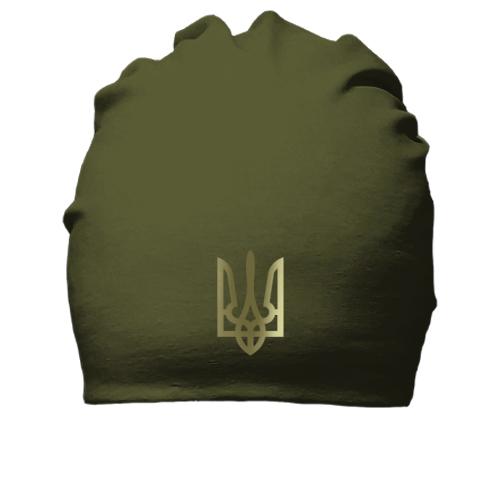 Бавовняна шапка з маленьким гербом України на грудях