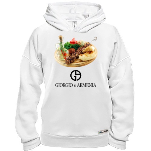 Худі BASE із зображенням шашлику та пародійним логотипом «Giorgio s ARMENIA»