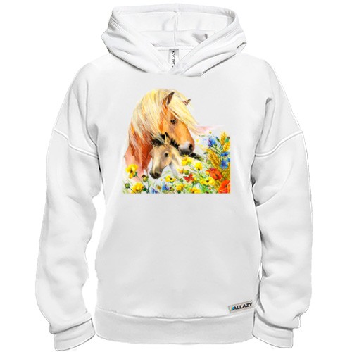 Худи BASE с лошадьми в цветах