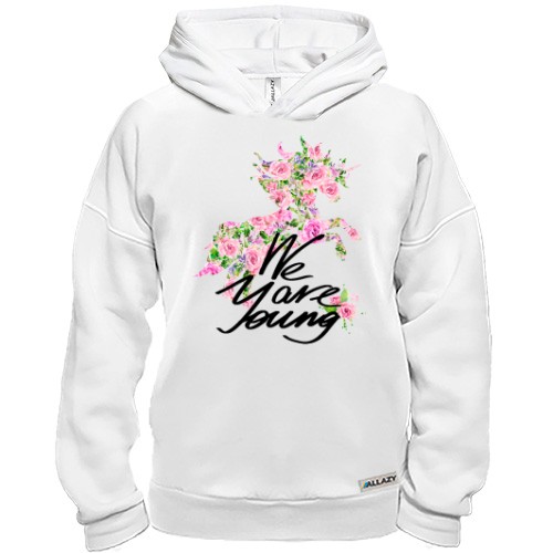 Худи BASE с цветочной лошадью We are young
