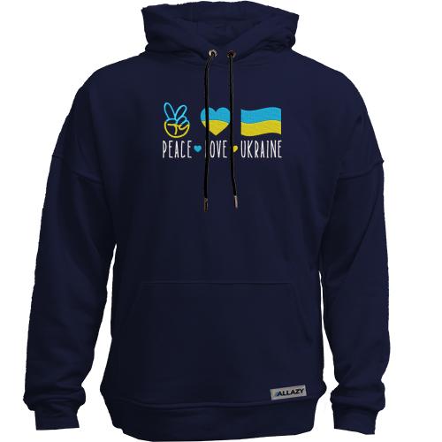 Худи без начісу Peace and love Ukraine