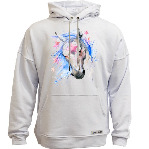 Худи без начеса с акварельной лошадью