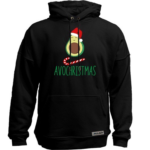Худи без начеса с авокадо в шапке Санты на леденце и надписью «AVOCHRISTMAS»