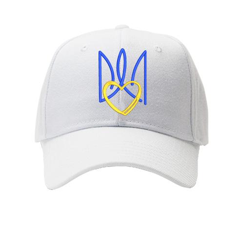 Кепка з вишитим стилізованим тризубом із серцем