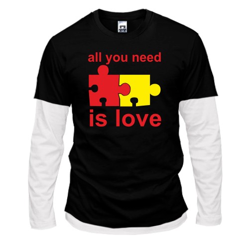 Комбинированный лонгслив All you need is love (пазлы)