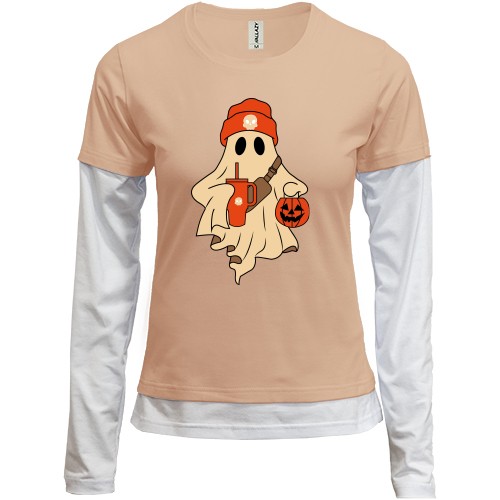 Комбинированный лонгслив Привидение в шапке