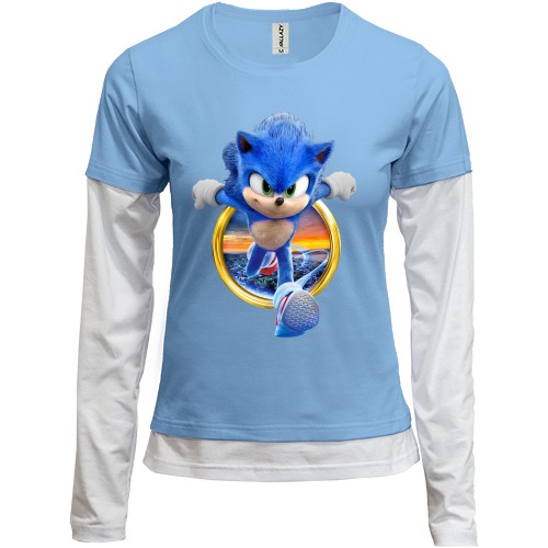 Комбинированный лонгслив с Соником (м.ф.Соник бум)