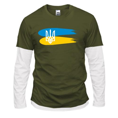 Комбинированный лонгслив с гербом Украины и красками