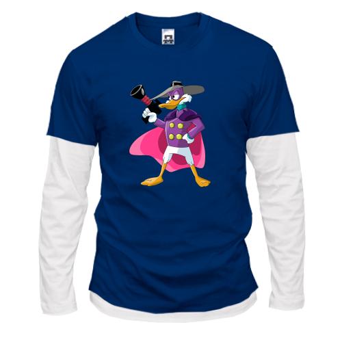 Комбинированный лонгслив с изображением утки из м.ф. Чёрный плащ