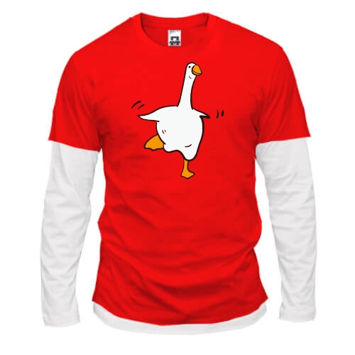 Комбинированный лонгслив с веселым гусем