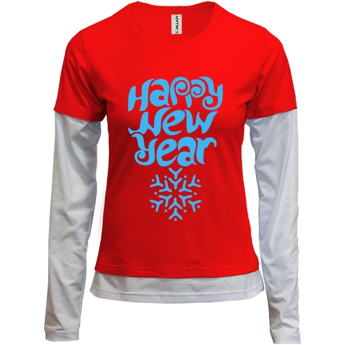 Комбинированный лонгслив со снежинкой Happy New Year