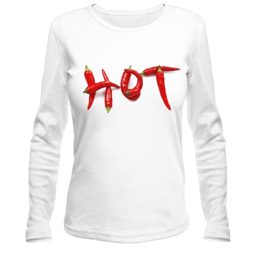 Женский лонгслив с надписью «HOT», составленной из красного острого перца