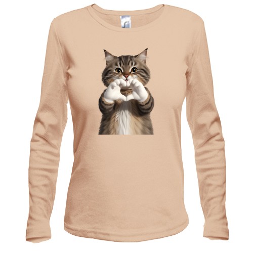 Жіночий лонгслів Кіт із серцем