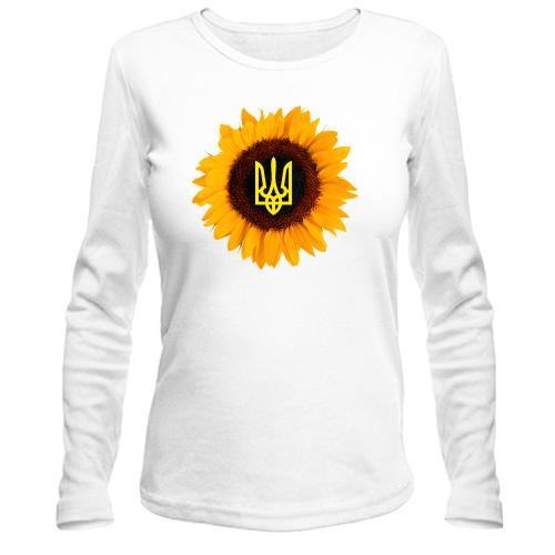 Жіночий лонгслів Соняшник з гербом України
