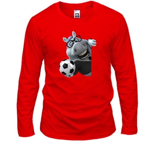 Лонгслив Веселая лошадь с футбольным мячом