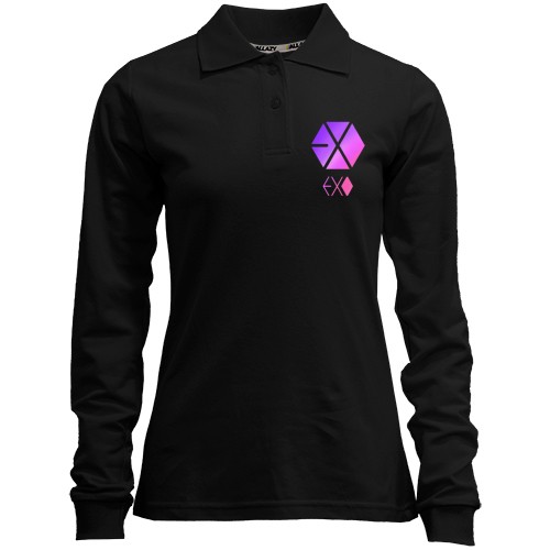 Жіночий лонгслів поло EXO (рожевий логотип)