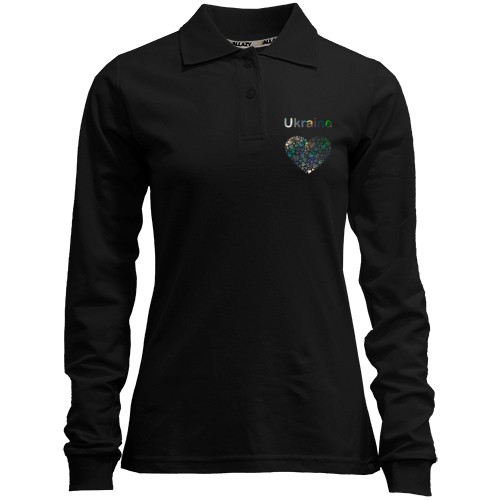 Лонгслив поло Ukraine - сердце (голограмма)