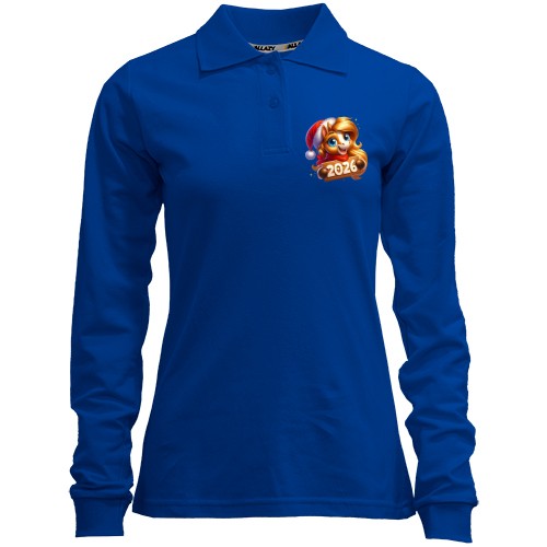 Лонгслив поло с Новогодней лошадью 2026