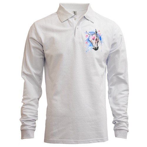 Лонгслив поло с акварельной лошадью