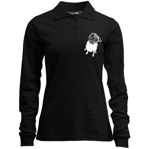 Жіночий лонгслів поло з мопсом