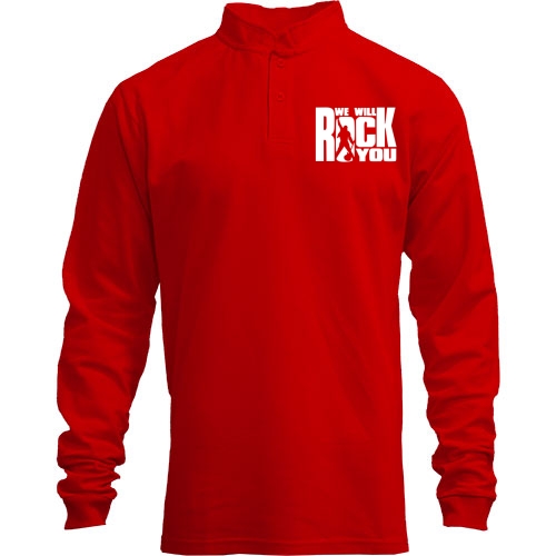 Лонгслив поло со стойкой 