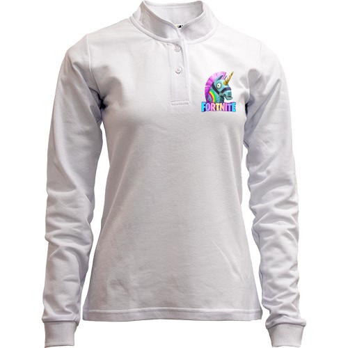 Жіночий лонгслів поло зі стійкою з єдинорогом 