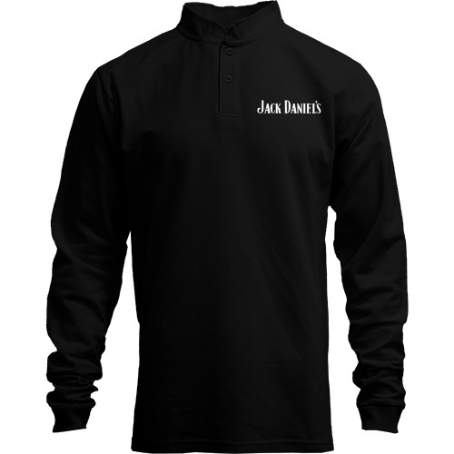 Лонгслив поло со стойкой с надписью Jack Daniels