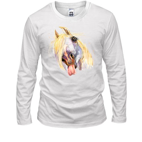 Лонгслив с акварельной лошадью (2)