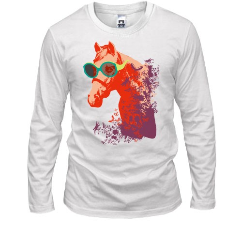 Лонгслив с лошадью в очках