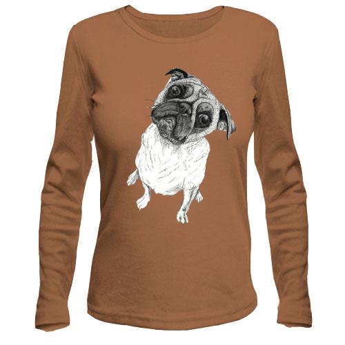 Лонгслив с мопсом