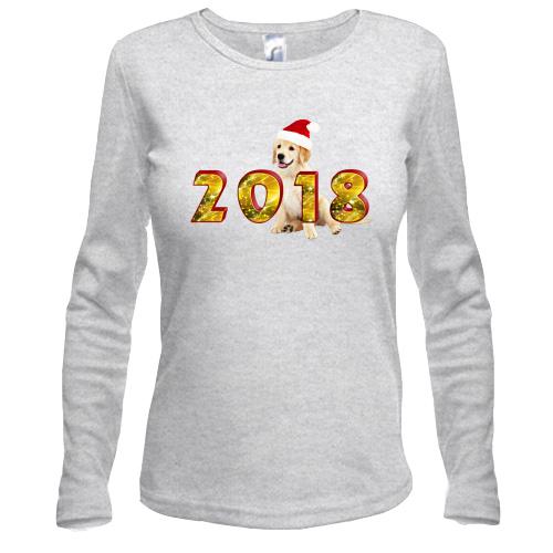 Лонгслив с новогодней собачкой 2018
