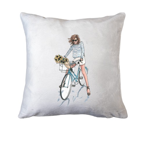 Подушка Девушка на велосипеде