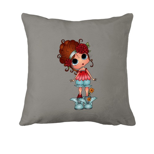 Подушка Girl with red flowers
