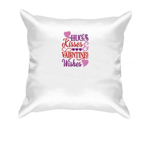 Подушка Hugs Kisses Valentines Wishes