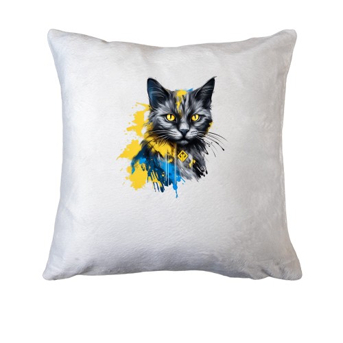 Подушка Кот в желто-синих красках