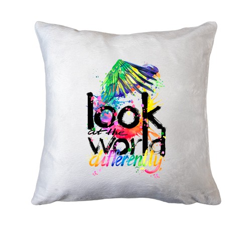 Подушка Look at the world differently с попугаем