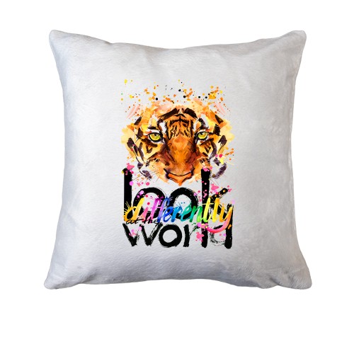 Подушка Look at the world differently с тигром