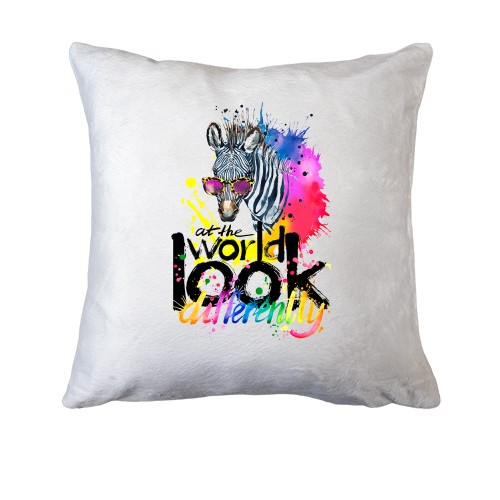 Подушка Look at the world differently с зеброй