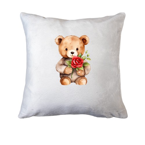 Подушка Плюшевый мишка с розой