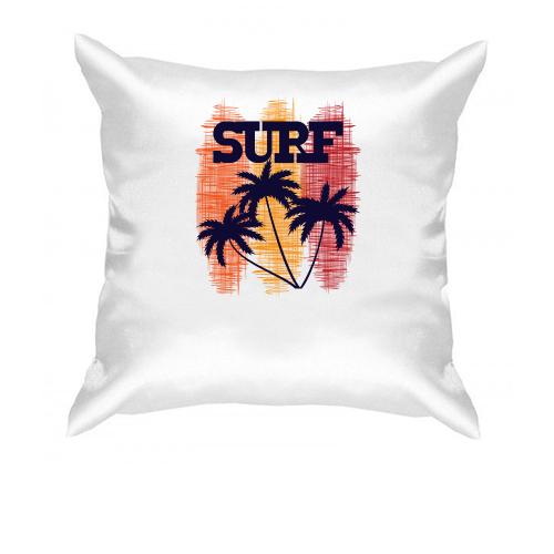 Подушка Surf and  Palm trees