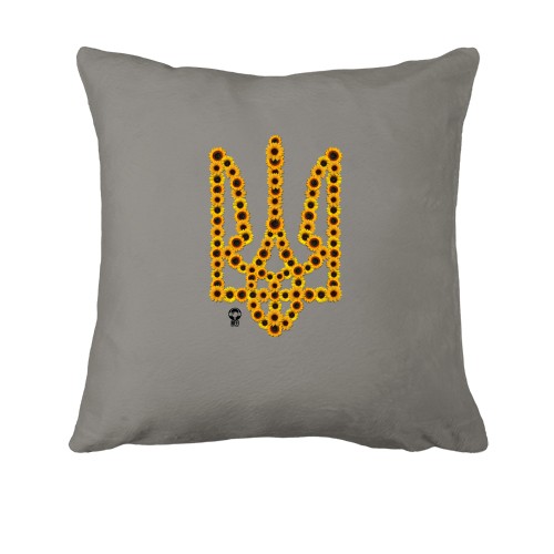 Подушка Тризуб из подсолнухов