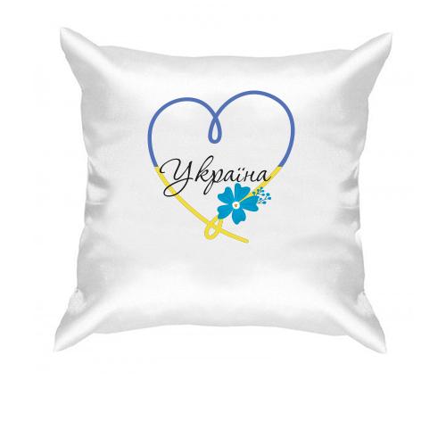 Подушка Украина (сердце с цветком)