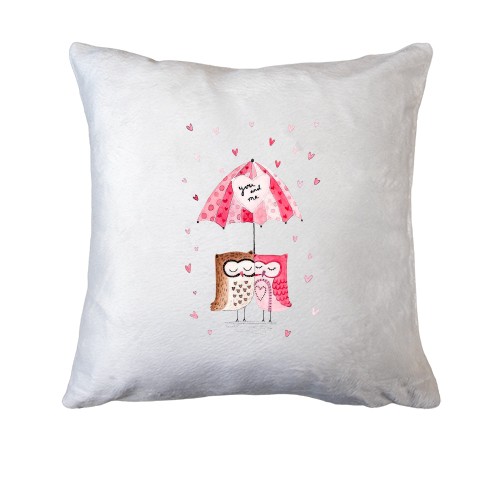 Подушка Влюбленные совы под зонтиком